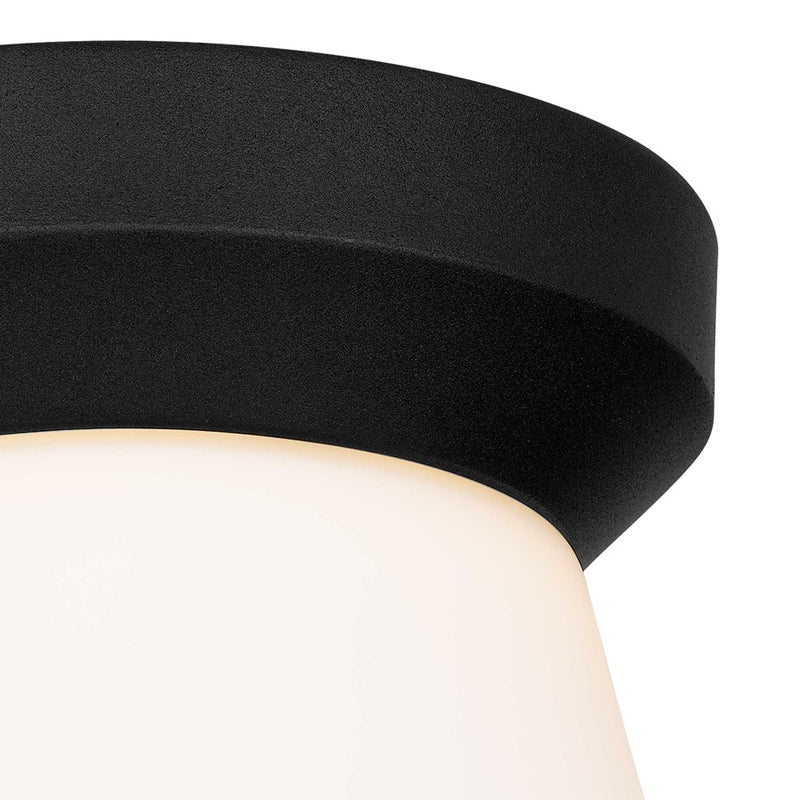 Alteck Skirt 7in LED Outdoor Flush Mount | Contemporary Sand Black and Etched White Opal Glass | Porch & Entryway | Model AFM0147-3CCT-W-BK