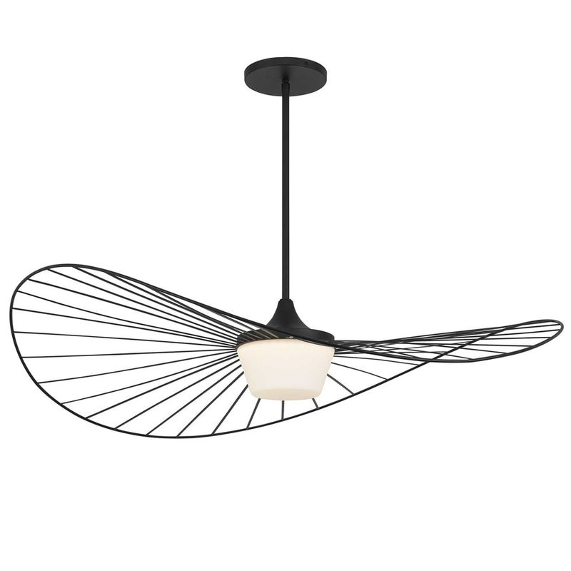 Alteck New Wave 44in 1-Light Outdoor Pendant | Contemporary Sand Black and Etched White Opal Glass | Covered Patio & Porch | Model AP0071-5CCT-W-BK