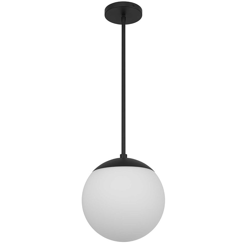 Alteck Rondure 10in 1-Light Outdoor Pendant | Mid-Century Sand Black and Etched White Opal Glass | Covered Patio & Entryway | Model AP0072-5CCT-W-BK