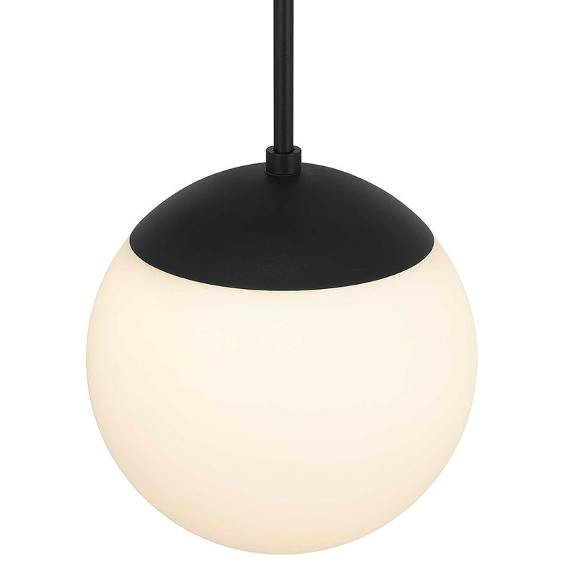 Alteck Rondure 10in 1-Light Outdoor Pendant | Mid-Century Sand Black and Etched White Opal Glass | Covered Patio & Entryway | Model AP0072-5CCT-W-BK