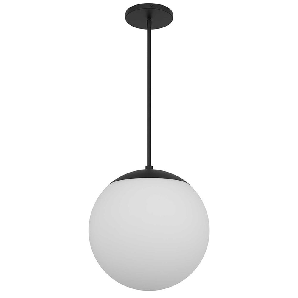 Alteck Rondure14" Outdoor Pend, Black/White Opal, Sand Black