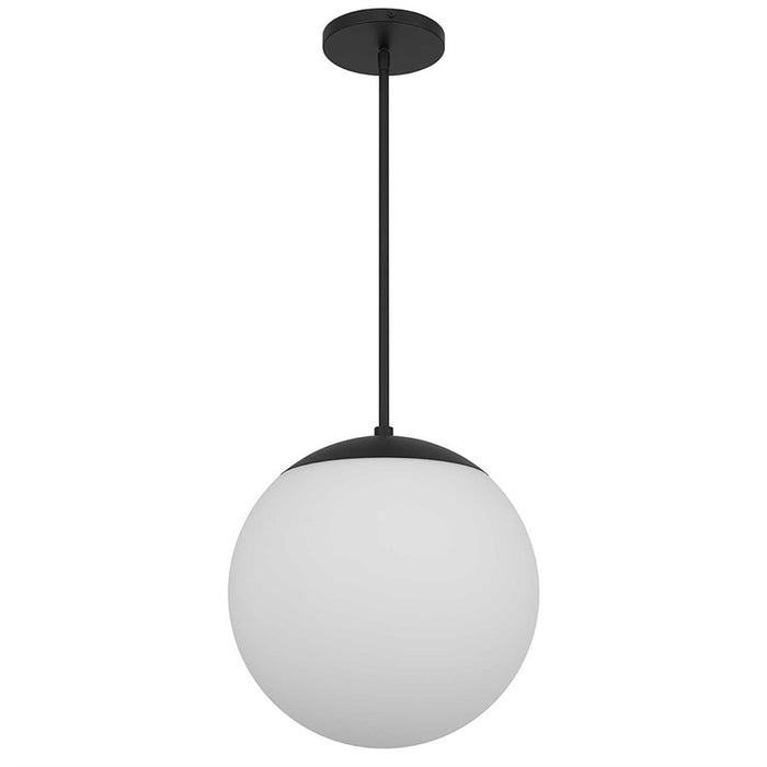 Alteck Rondure14" Outdoor Pend, Black/White Opal, Sand Black