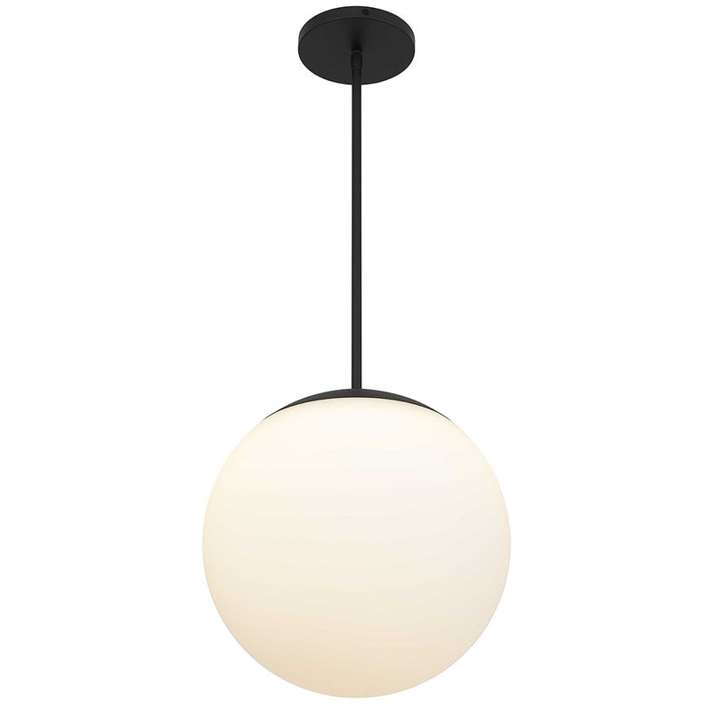 Alteck Rondure 14in 1-Light Outdoor Pendant | Contemporary Sand Black and White Opal Glass | Covered Patio & Entryway | Model AP0073-5CCT-W-BK
