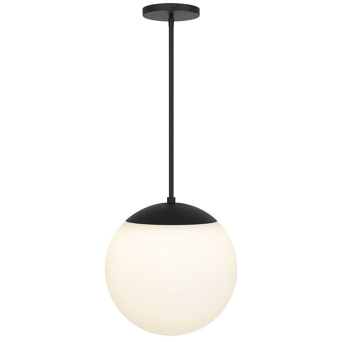 Alteck Rondure14" Outdoor Pend, Black/White Opal, Sand Black