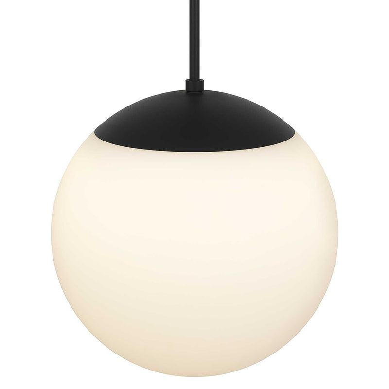 Alteck Rondure 14in 1-Light Outdoor Pendant | Contemporary Sand Black and White Opal Glass | Covered Patio & Entryway | Model AP0073-5CCT-W-BK