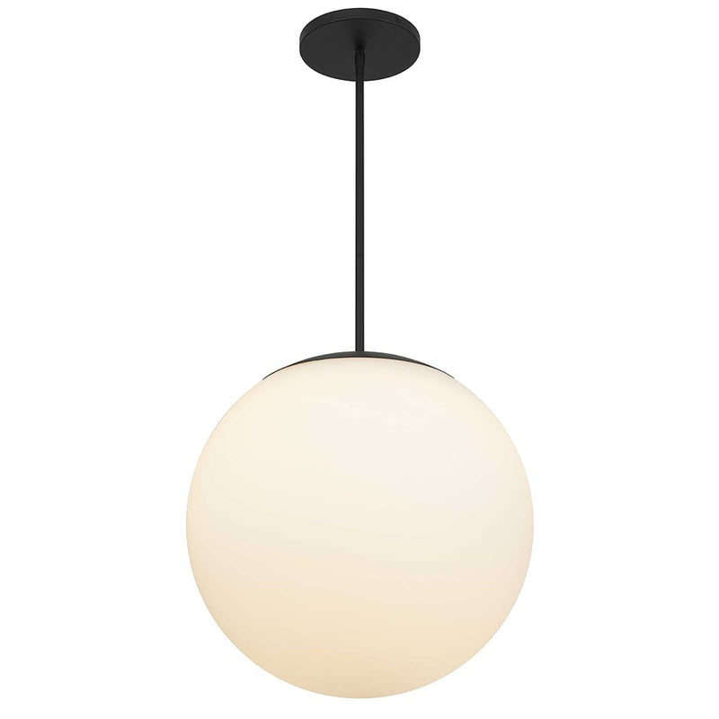 Alteck Rondure 18in 1-Light LED Outdoor Pendant | Contemporary Sand Black and Etched White Opal Glass | Covered Patio | Model AP0074-5CCT-W-BK