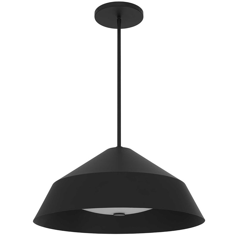 Alteck Nin 22in 1-Light Outdoor Pendant | Contemporary Sand Black Aluminum and Etched White Glass | Covered Patio & Entryway | Model AP0076-5CCT-W-BK