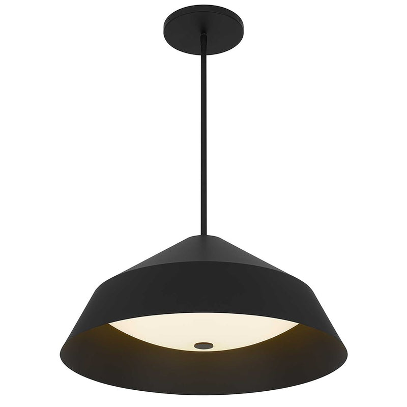 Alteck Nin 22in 1-Light Outdoor Pendant | Contemporary Sand Black Aluminum and Etched White Glass | Covered Patio & Entryway | Model AP0076-5CCT-W-BK