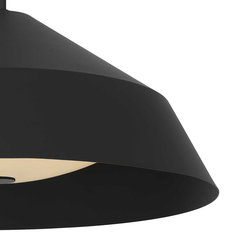 Alteck Nin 22in 1-Light Outdoor Pendant | Contemporary Sand Black Aluminum and Etched White Glass | Covered Patio & Entryway | Model AP0076-5CCT-W-BK