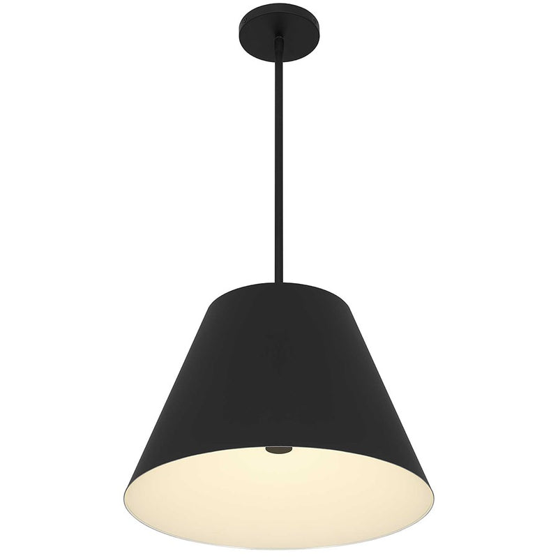 Alteck Jaz 16in LED Outdoor Pendant | Contemporary Sand Black Aluminum and Etched White Glass | Covered Patio & Entryway | Model AP0077-5CCT-W-BK