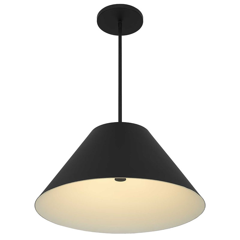 Alteck Jaz 22in 1-Light Outdoor Pendant | Contemporary Sand Black and Etched White Glass | Covered Patio & Entryway | Model AP0078-5CCT-W-BK