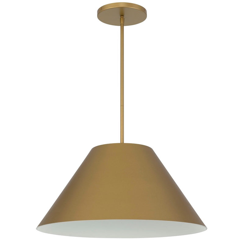 Alteck Jaz 21.88in 1-Light LED Outdoor Pendant | Contemporary Painted Brass Aluminum and Etched White Glass | Covered Patio | Model AP0078-5CCT-W-PB