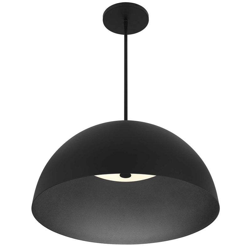 Alteck Half Round 24in 1-Light LED Outdoor Pendant | Contemporary Sand Black Aluminum and Etched White Glass | Covered Patio | Model AP0083-5CCT-W-BK