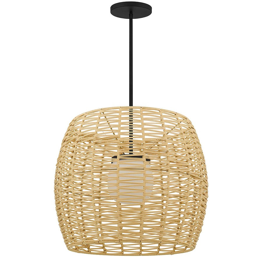 Alteck Aruba 24" Outdoor Pend, Black/White Opal, Sand Black