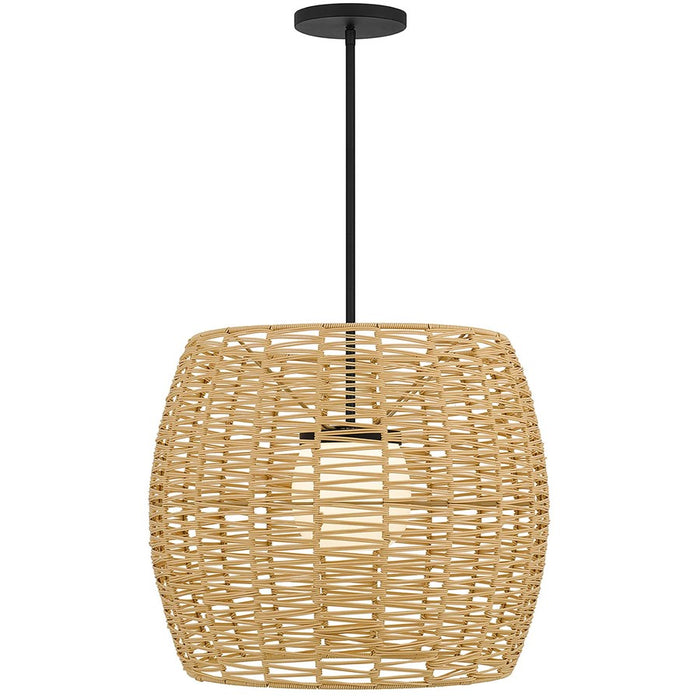 Alteck Aruba 24" Outdoor Pend, Black/White Opal, Sand Black