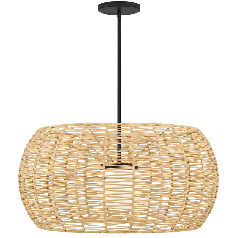 Alteck Aruba 32" Outdoor Pend, Black/White Opal, Sand Black