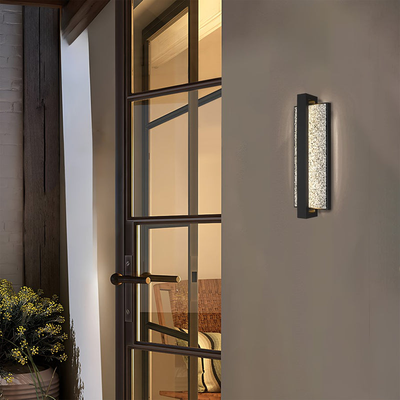 Alteck Seafoam 19in 1-Light LED Outdoor Wall Sconce | Contemporary Sand Black and Silver Bubble Aluminum | Entryway & Patio | Model AW0005-3CCT-W-BK