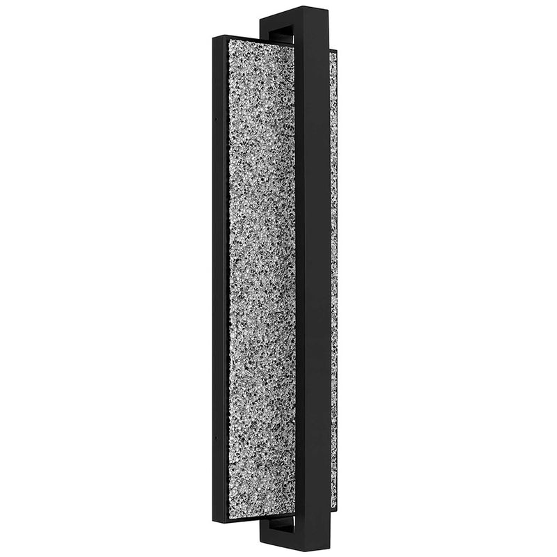 Alteck Seafoam 26in 1-Light Outdoor Wall Sconce | Contemporary Sand Black and Sand Blast Glass | Covered Patio & Entryway | Model AW0006-3CCT-W-BK