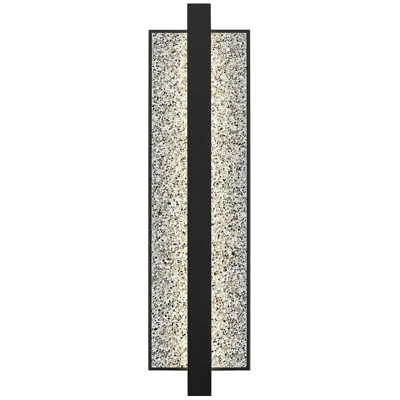 Alteck Seafoam 26in 1-Light Outdoor Wall Sconce | Contemporary Sand Black and Sand Blast Glass | Covered Patio & Entryway | Model AW0006-3CCT-W-BK