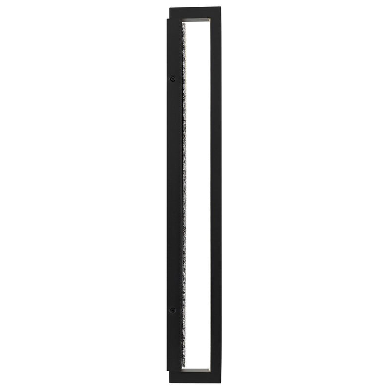Alteck Seafoam 26in 1-Light Outdoor Wall Sconce | Contemporary Sand Black and Sand Blast Glass | Covered Patio & Entryway | Model AW0006-3CCT-W-BK