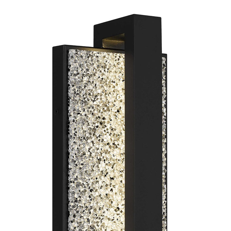 Alteck Seafoam 32in 1-Light LED Outdoor Wall Sconce | Contemporary Sand Black and Sand Blast Glass | Entryway & Patio | Model AW0007-3CCT-W-BK