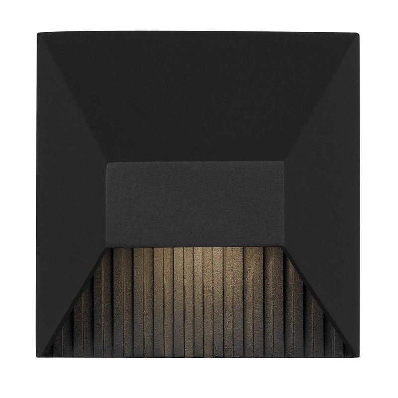 Alteck Ribbed 5in 1-Light LED Outdoor Wall Sconce | Contemporary Sand Black Aluminum and Sand Blast Acrylic | Entryway | Model AW0008-3CCT-W-BK