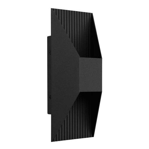 Alteck Ribbed 12" LED Outdoor Wall Sconce, Sand Black