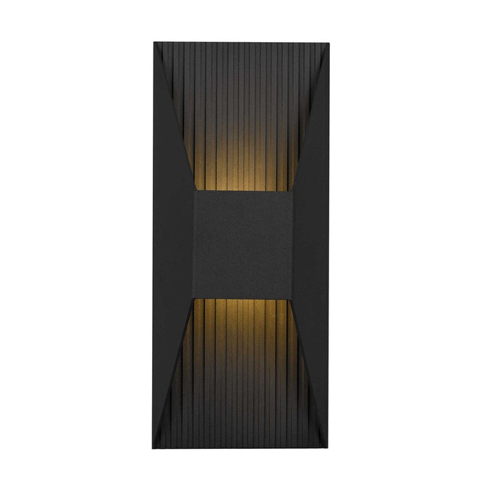 Alteck Ribbed 12" LED Outdoor Wall Sconce, Sand Black