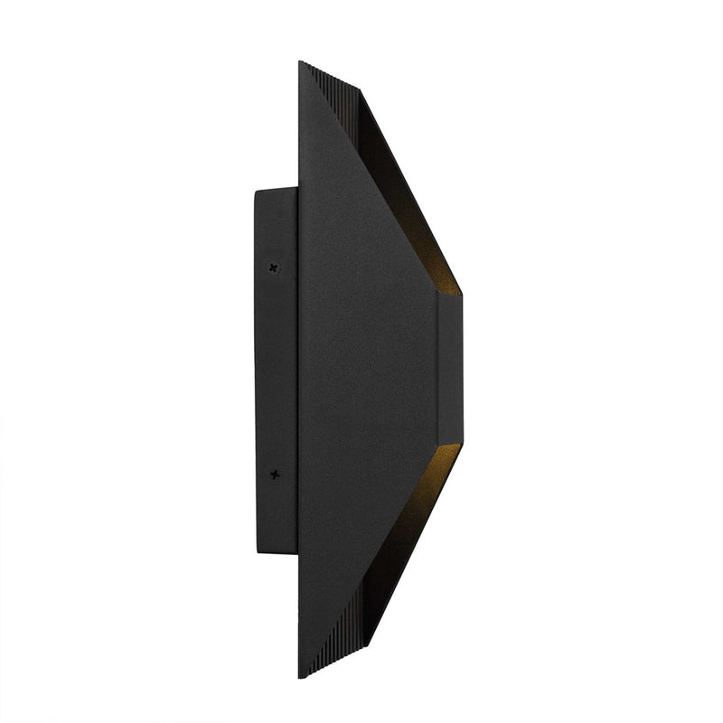 Alteck Ribbed 12in 1-Light LED Outdoor Wall Sconce | Contemporary Sand Black Aluminum | Entryway & Patio | Model AW0009-3CCT-W-BK