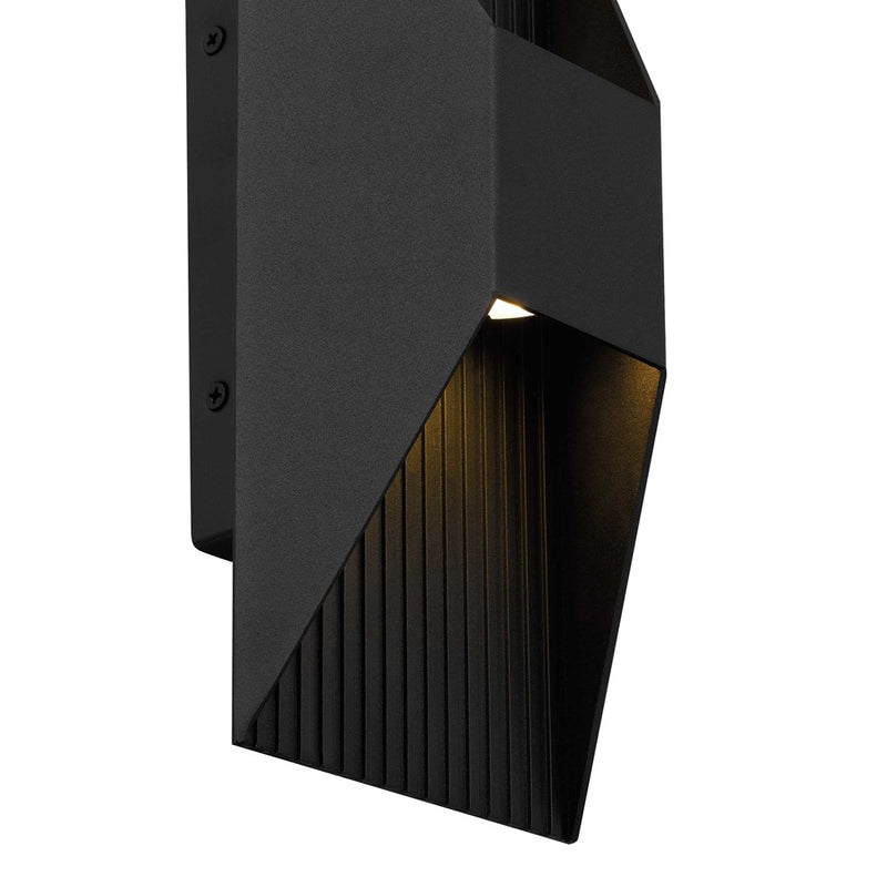 Alteck Ribbed 12in 1-Light LED Outdoor Wall Sconce | Contemporary Sand Black Aluminum | Entryway & Patio | Model AW0009-3CCT-W-BK