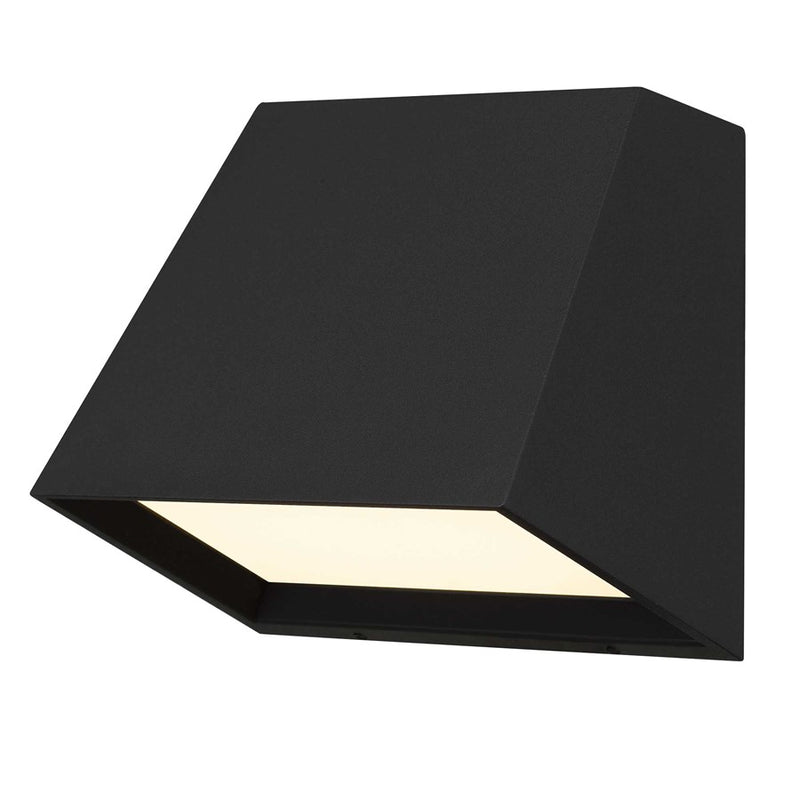Alteck Fillet 6in 1-Light LED Outdoor Sconce | Contemporary Sand Black Aluminum and Sand Blast Glass | Entryway & Patio | Model AW0026-3CCT-W-BK