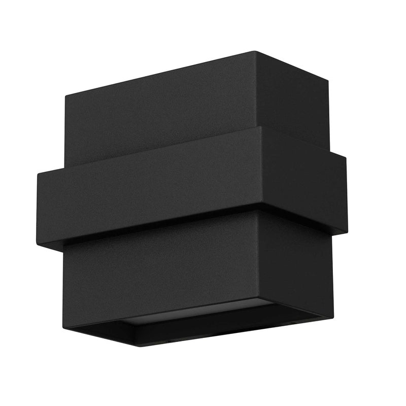 Alteck Summit 5in 1-Light Outdoor Wall Sconce | Contemporary Sand Black and Sand Blast Glass | Entryway & Covered Porch | Model AW0027-3CCT-W-BK