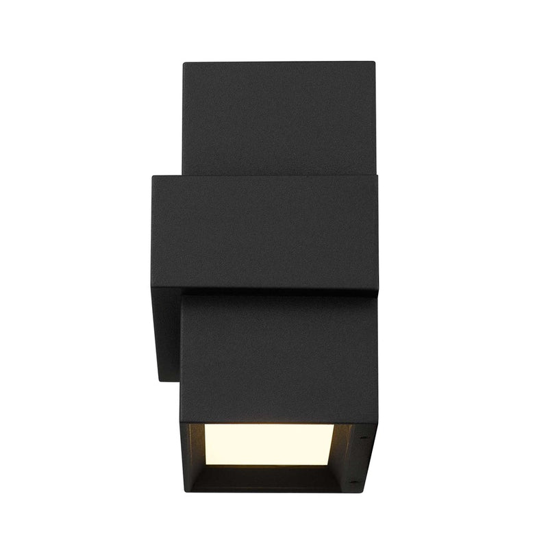 Alteck Summit 5in 1-Light Outdoor Wall Sconce | Contemporary Sand Black and Sand Blast Glass | Entryway & Covered Porch | Model AW0027-3CCT-W-BK