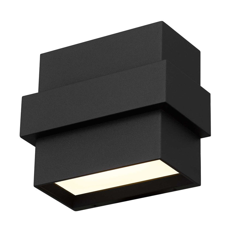 Alteck Summit 5in 1-Light Outdoor Wall Sconce | Contemporary Sand Black and Sand Blast Glass | Entryway & Covered Porch | Model AW0027-3CCT-W-BK