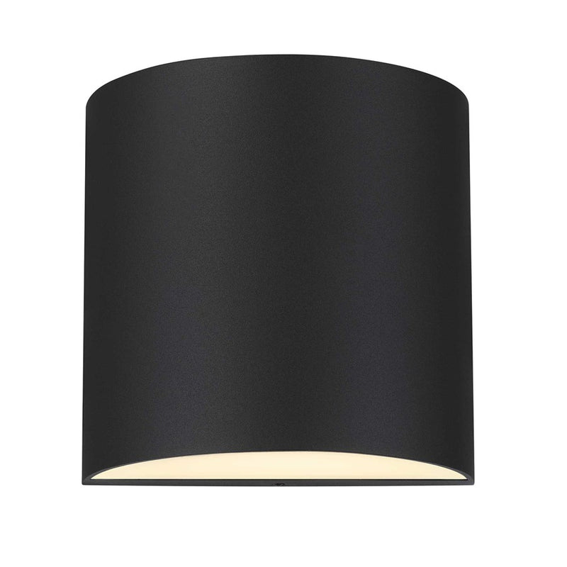 Alteck Veil 5in 1-Light LED Outdoor Wall Sconce | Contemporary Sand Black Aluminum | Entryway & Patio | 4.62 x 4.62 x 2.38 in | Model AW0028-3CCT-W-BK