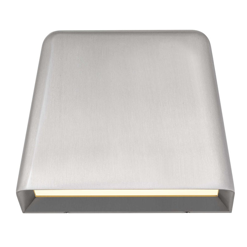 Alteck Bull 5.5in 1-Light LED Outdoor Wall Sconce | Contemporary Brushed Aluminum and Sand Blast Glass | Entryway & Hallway | Model AW0031-3CCT-W-BA