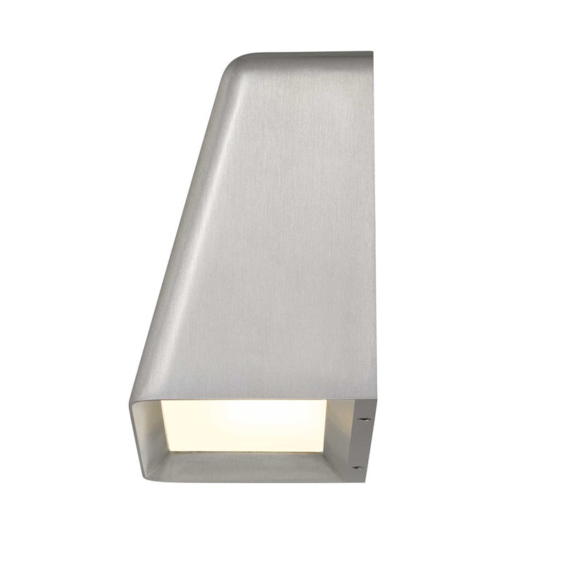 Alteck Bull 5.5in 1-Light LED Outdoor Wall Sconce | Contemporary Brushed Aluminum and Sand Blast Glass | Entryway & Hallway | Model AW0031-3CCT-W-BA