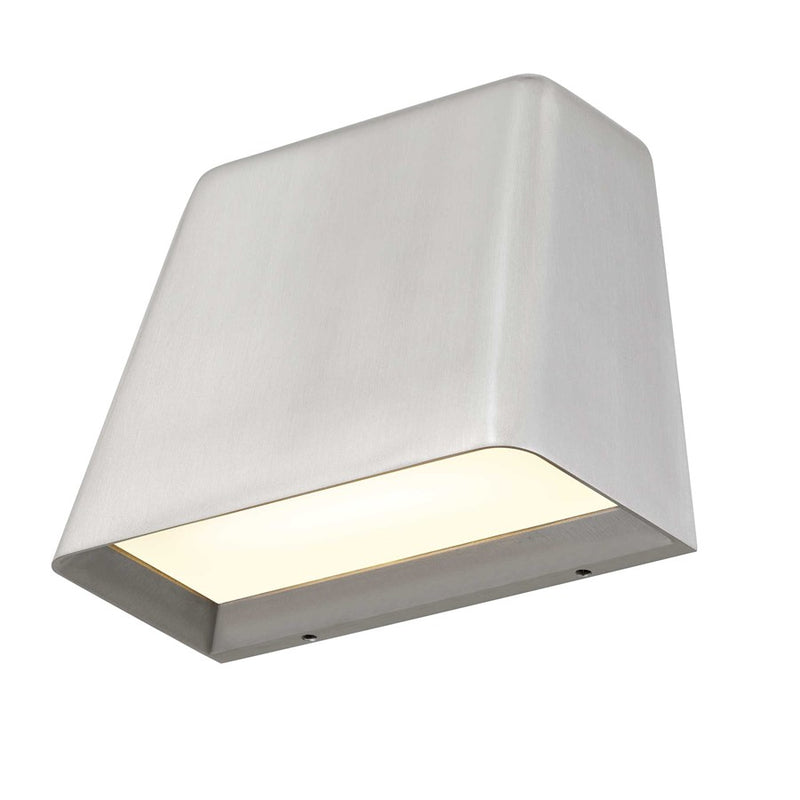 Alteck Bull 5.5in 1-Light LED Outdoor Wall Sconce | Contemporary Brushed Aluminum and Sand Blast Glass | Entryway & Hallway | Model AW0031-3CCT-W-BA