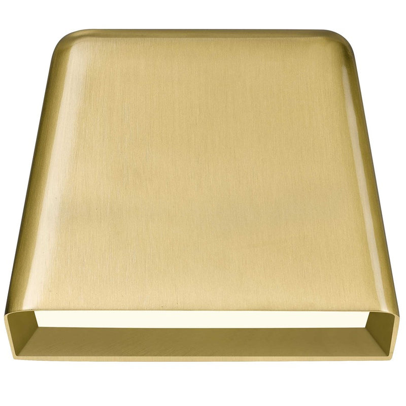Alteck Bull 5in LED Outdoor Wall Sconce | Contemporary Brushed Brass Aluminum and Sand Blast Glass | Porch & Entryway | Model AW0031-3CCT-W-BB