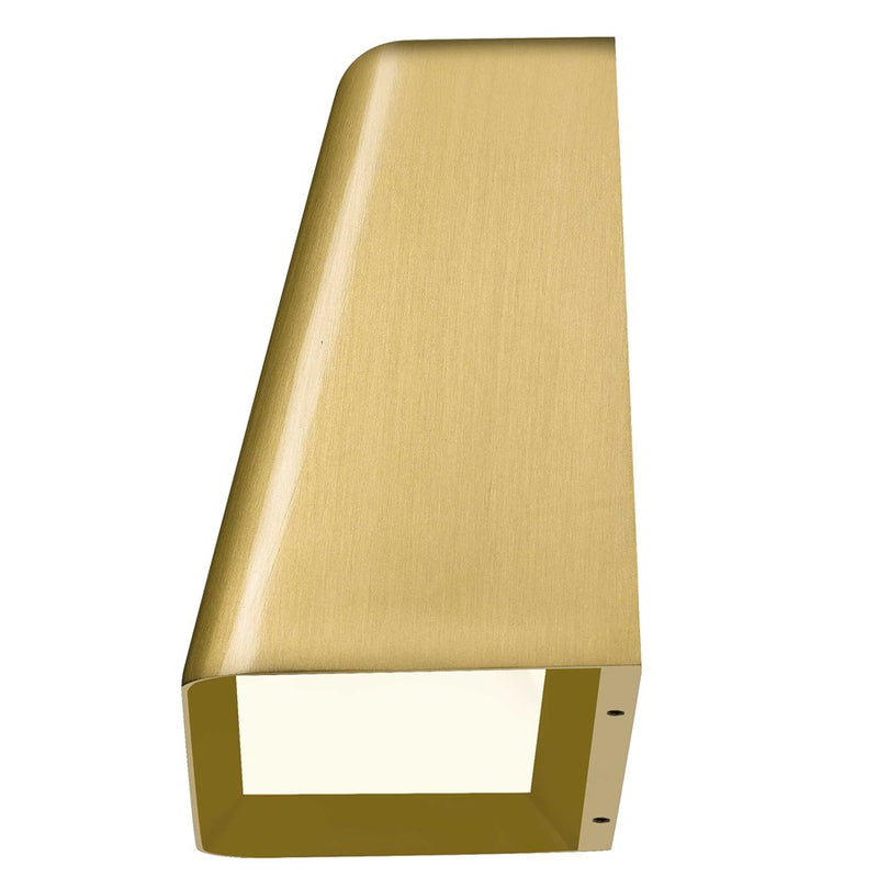 Alteck Bull 5in LED Outdoor Wall Sconce | Contemporary Brushed Brass Aluminum and Sand Blast Glass | Porch & Entryway | Model AW0031-3CCT-W-BB