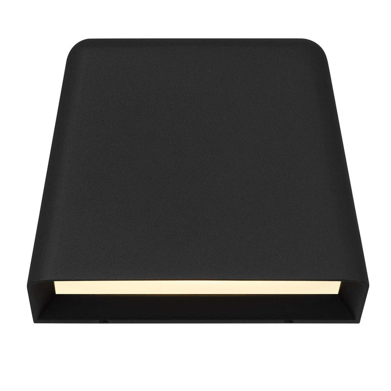 Alteck Bull 5.5in LED Outdoor Wall Sconce | Contemporary Sand Black and Sand Blast Glass | Entryway & Hallway | Model AW0031-3CCT-W-BK