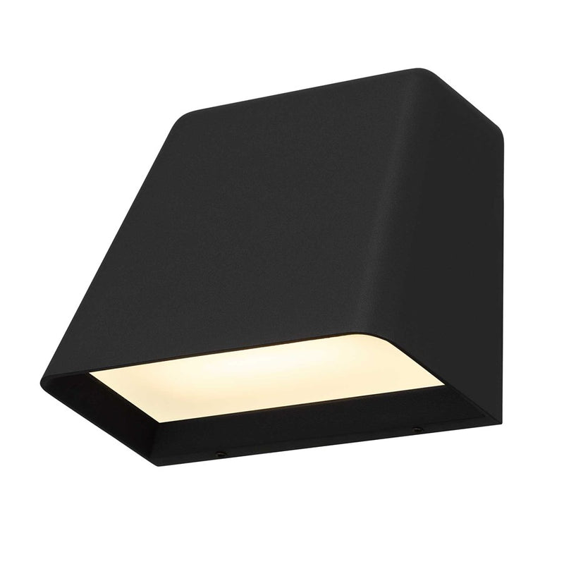 Alteck Bull 5.5in LED Outdoor Wall Sconce | Contemporary Sand Black and Sand Blast Glass | Entryway & Hallway | Model AW0031-3CCT-W-BK