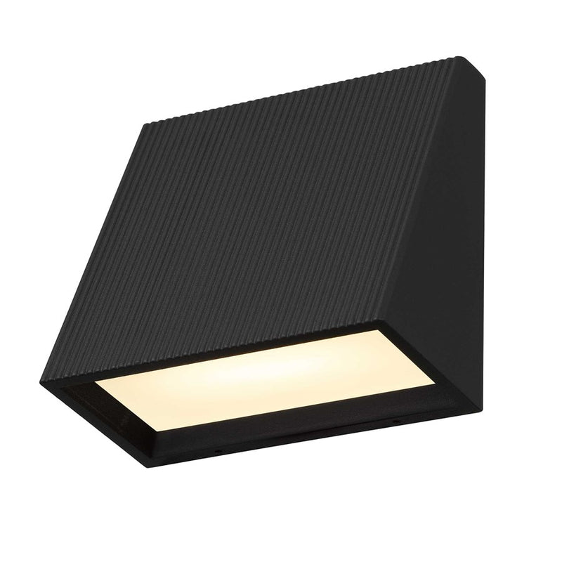 Alteck Slant 5in 1-Light LED Outdoor Sconce | Contemporary Sand Black and Sand Blast Glass | Entryway & Patio | 5 x 5 x 3 in | Model AW0032-3CCT-W-BK
