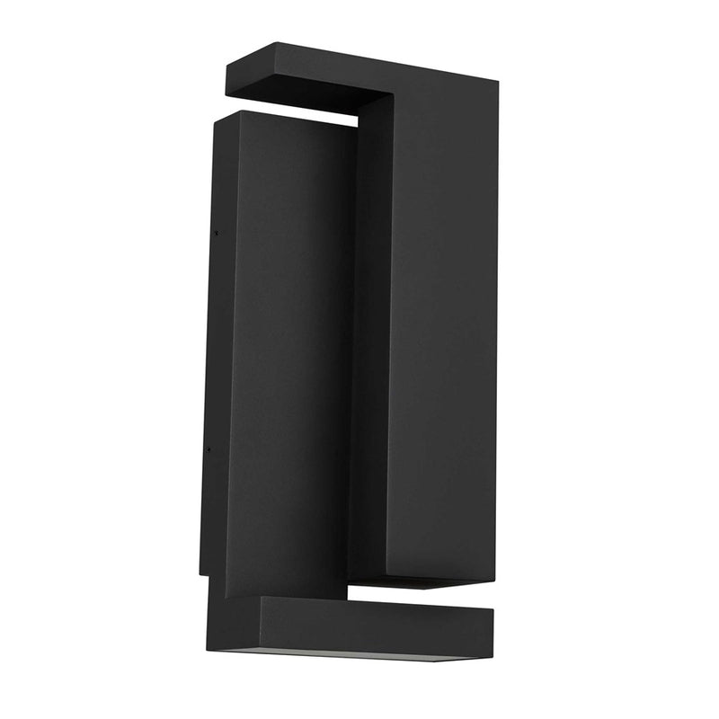Alteck Dance 18in LED Outdoor Sconce | Contemporary Sand Black and Silk Screen Glass | Entryway & Patio | 6 x 18 x 3 in | Model AW0037-3CCT-W-BK
