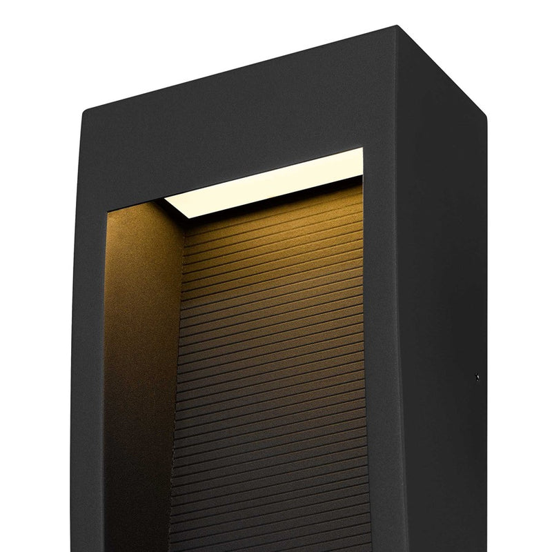 Alteck Taper 16in 1-Light Outdoor Sconce | Contemporary Sand Black 304 Stainless Steel and Sand Blast Glass | Entryway | Model AW0039-3CCT-W-BK