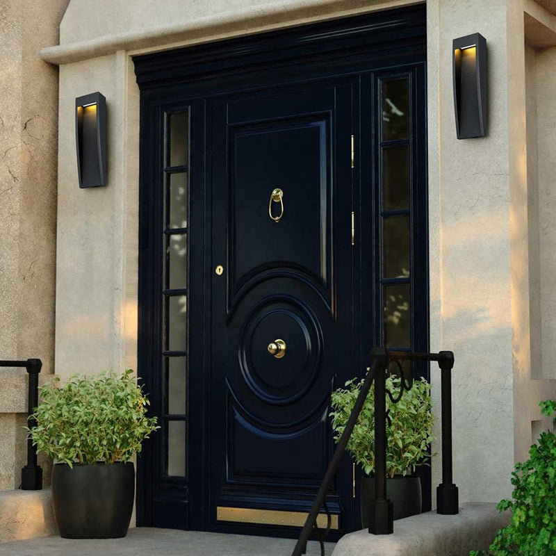 Alteck Taper 16in 1-Light Outdoor Sconce | Contemporary Sand Black 304 Stainless Steel and Sand Blast Glass | Entryway | Model AW0039-3CCT-W-BK