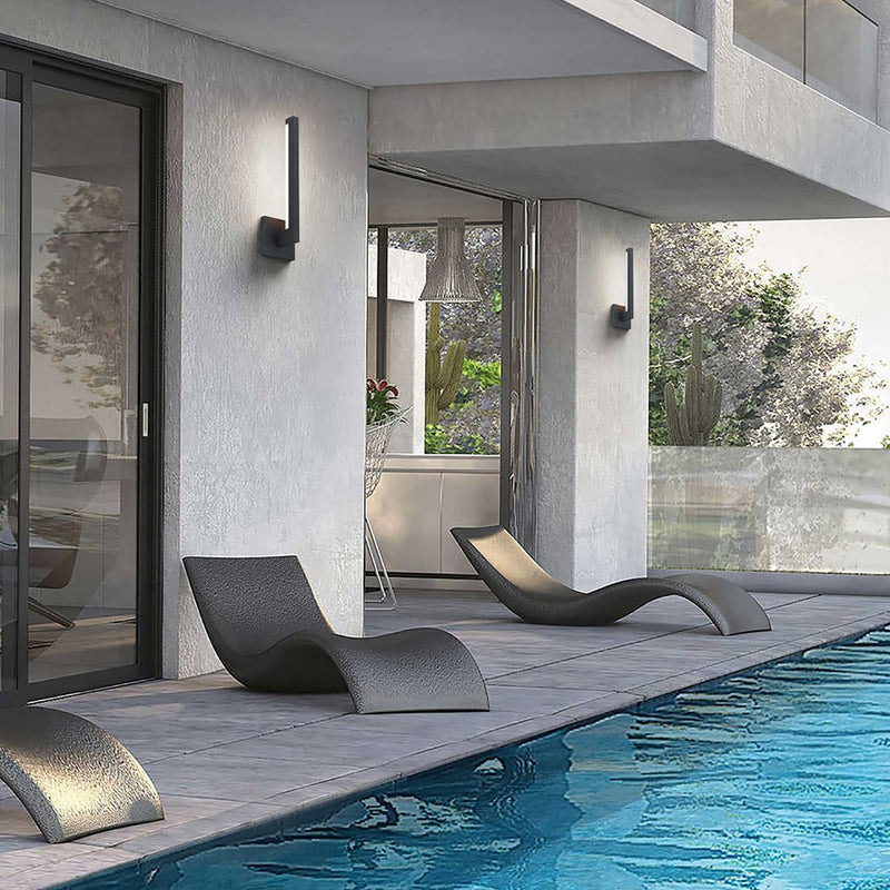 Alteck Lana 18in 1-Light LED Outdoor Wall Sconce | Contemporary Sand Black Aluminum and Frosted Acrylic | Entryway & Patio | Model AW0040-3CCT-W-BK