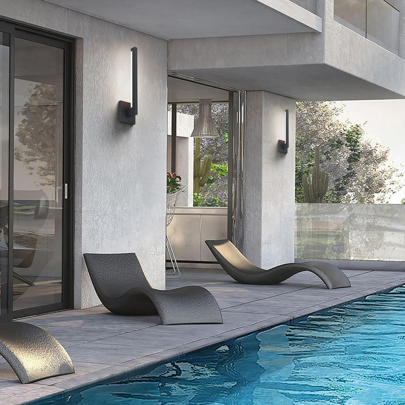 Alteck Lana 24in 1-Light Outdoor Wall Sconce | Contemporary Sand Black and Frosted Acrylic | Entryway & Patio | 5 x 24 x 4 in | Model AW0041-3CCT-W-BK
