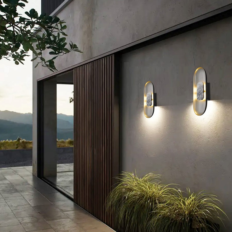 Alteck Marilyn 20in 1-Light Outdoor Wall Sconce | Art Deco Sand Black Aluminum and Sand Blast Acrylic | Entryway & Patio | Model AW0042-3CCT-W-BK-BA