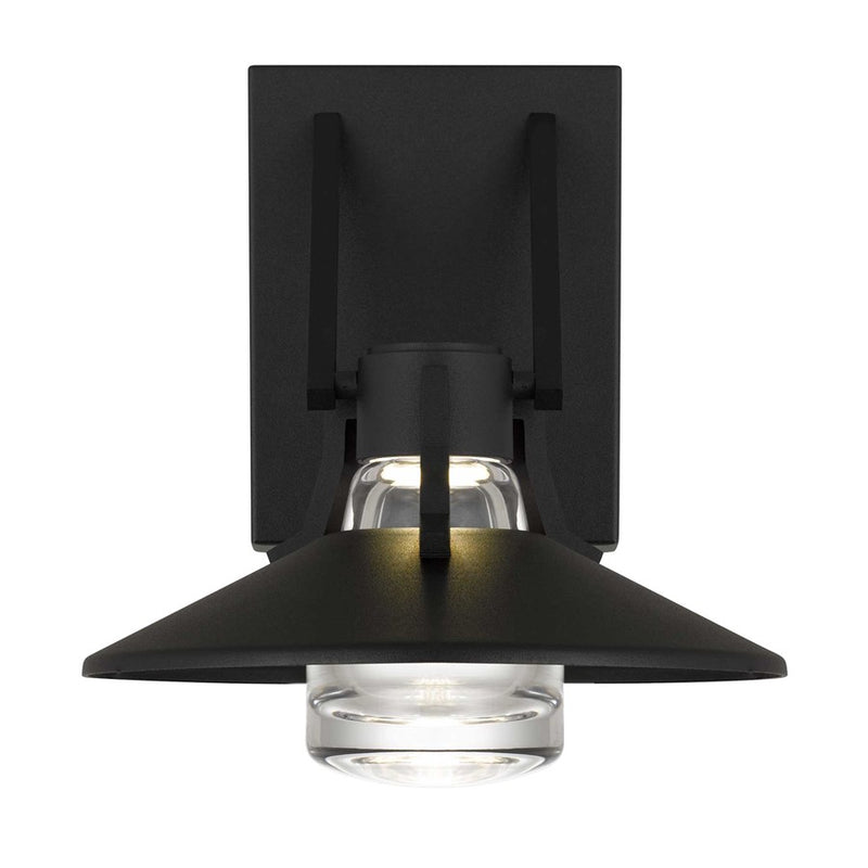 Alteck Radiant 9in 1-Light Outdoor Wall Sconce | Contemporary Sand Black and Clear Glass | Covered Patio & Entryway | Model AW0043-3CCT-W-BK
